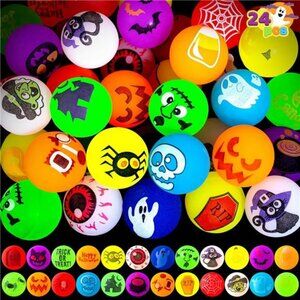 24 PCS Glow Halloween Bouncing Balls, Glowing Bouncy Ball Halloween toys